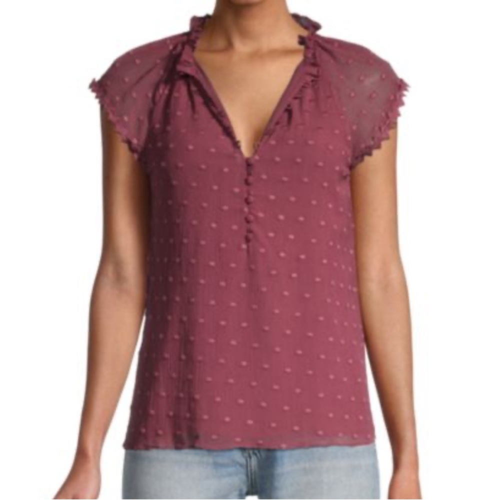 Rebecca Taylor embroidered dot short-sleeve blouse, size L